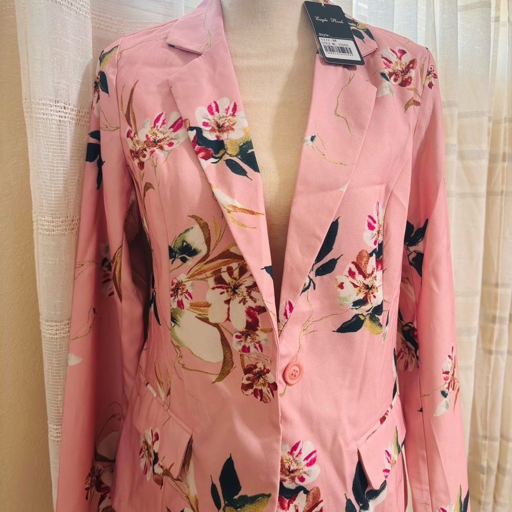 Floral Pink Blazer - Women's Jacket